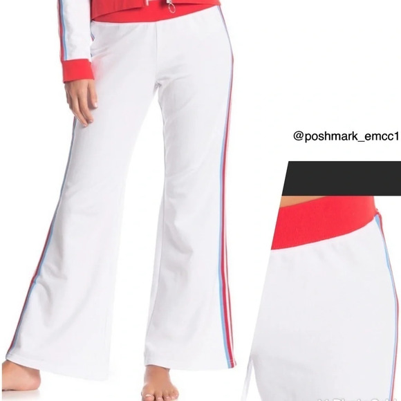 Free Press Flared White Stripe Pants Red Retro NWT - Picture 1 of 6